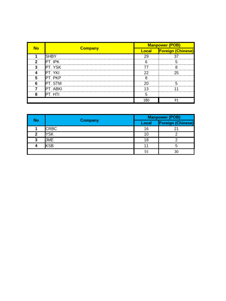 Manpower Distribution by Company | PDF