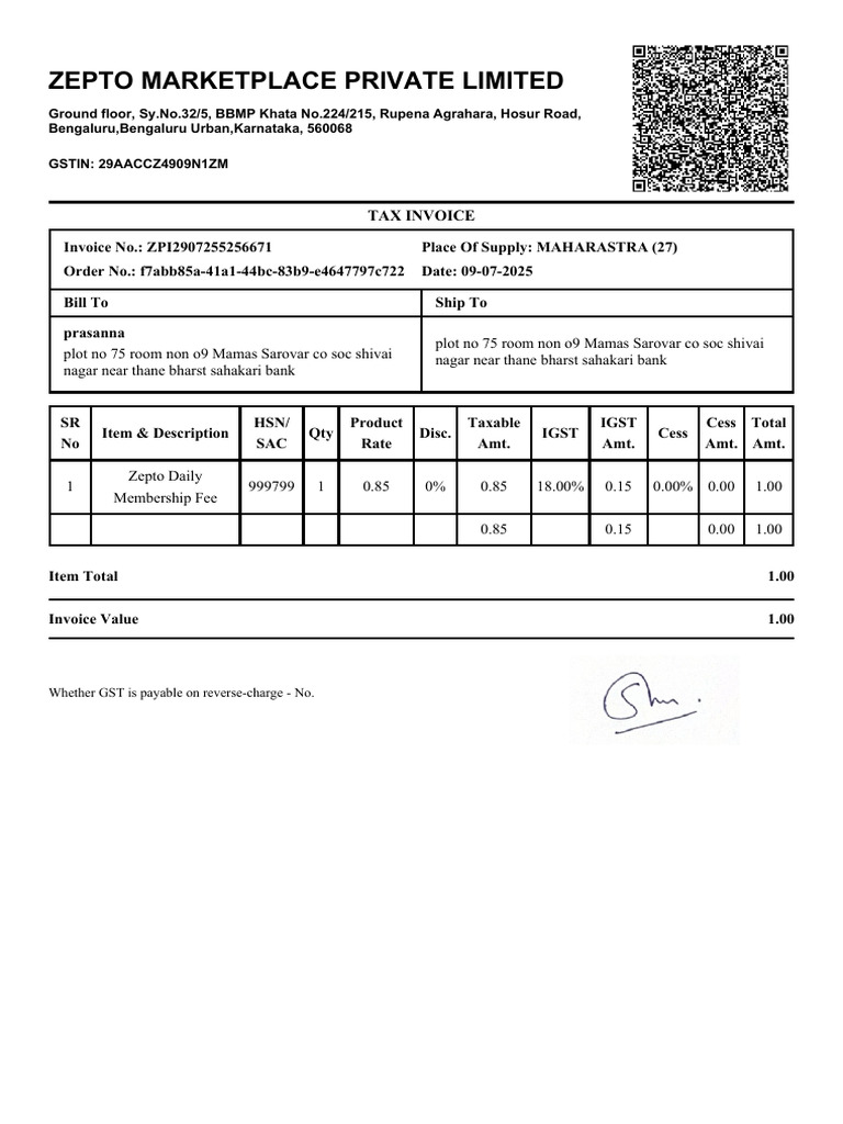 Zepto Invoice 1752069695146 1 | PDF