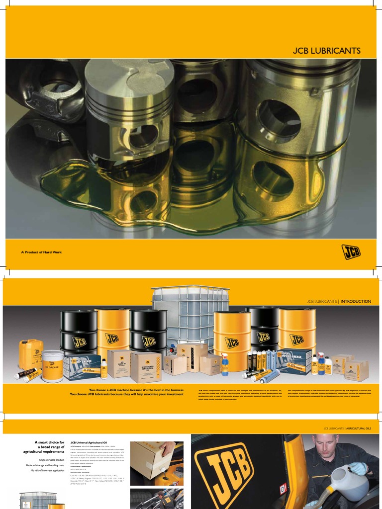 JCB Lubricant Brochure 2009 PDF Motor Oil Transmission (Mechanics)