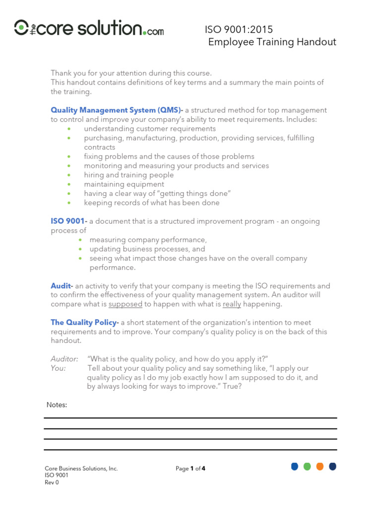 ISO 9001:2015 Employee Training Guide | PDF | Quality Management System ...