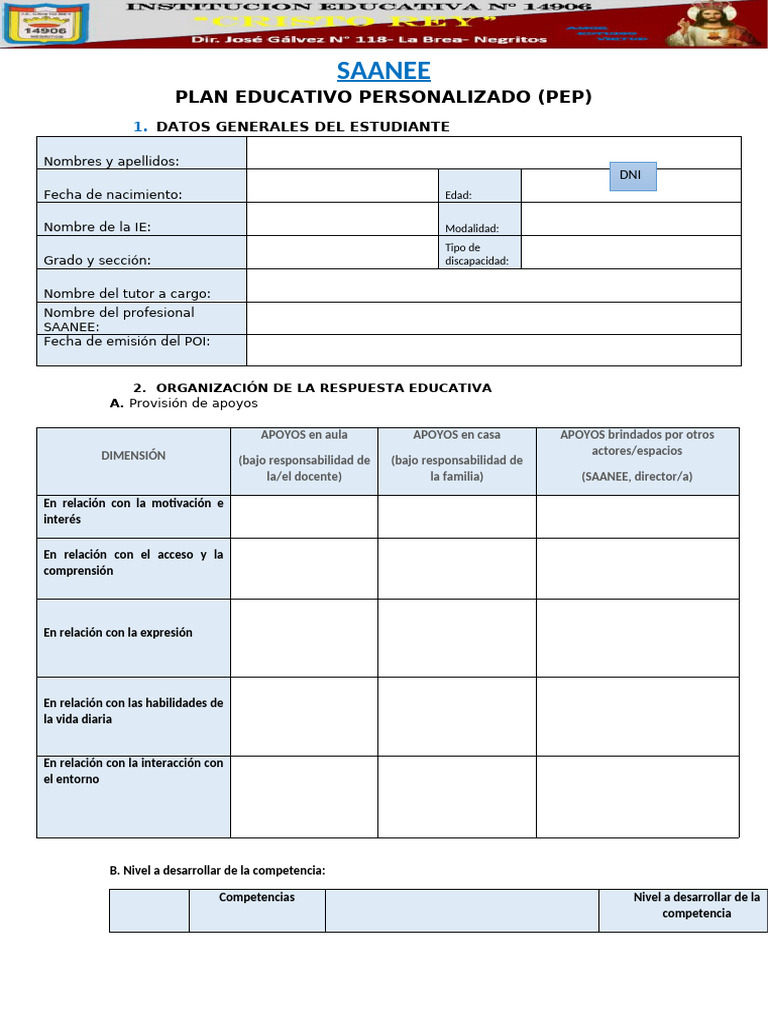 Saanee Pep Plan Educativo Personalizado | PDF | Aprendizaje | Cognición