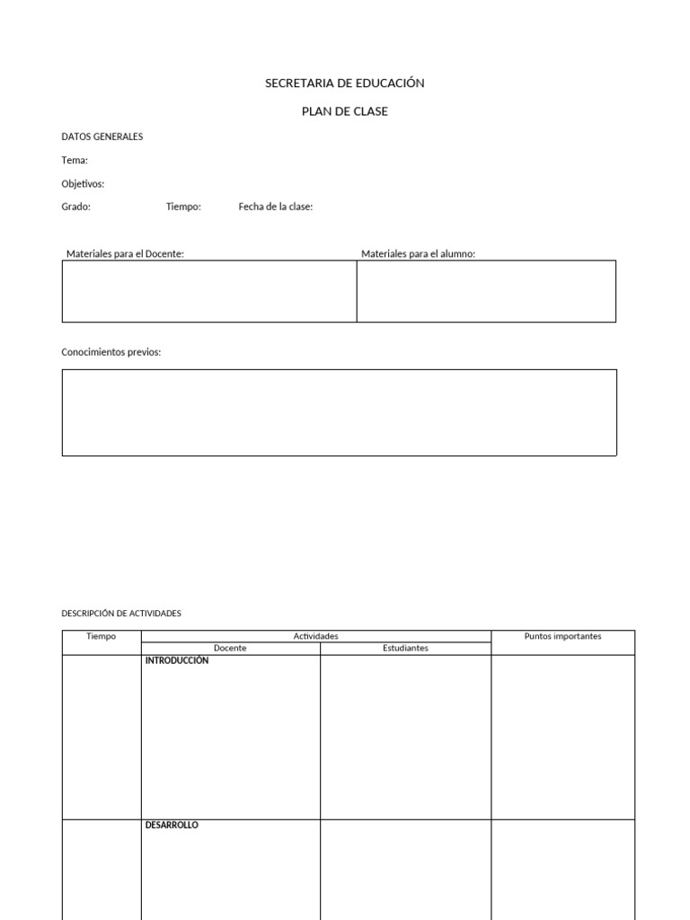 Plan de Clase para Educadores | PDF