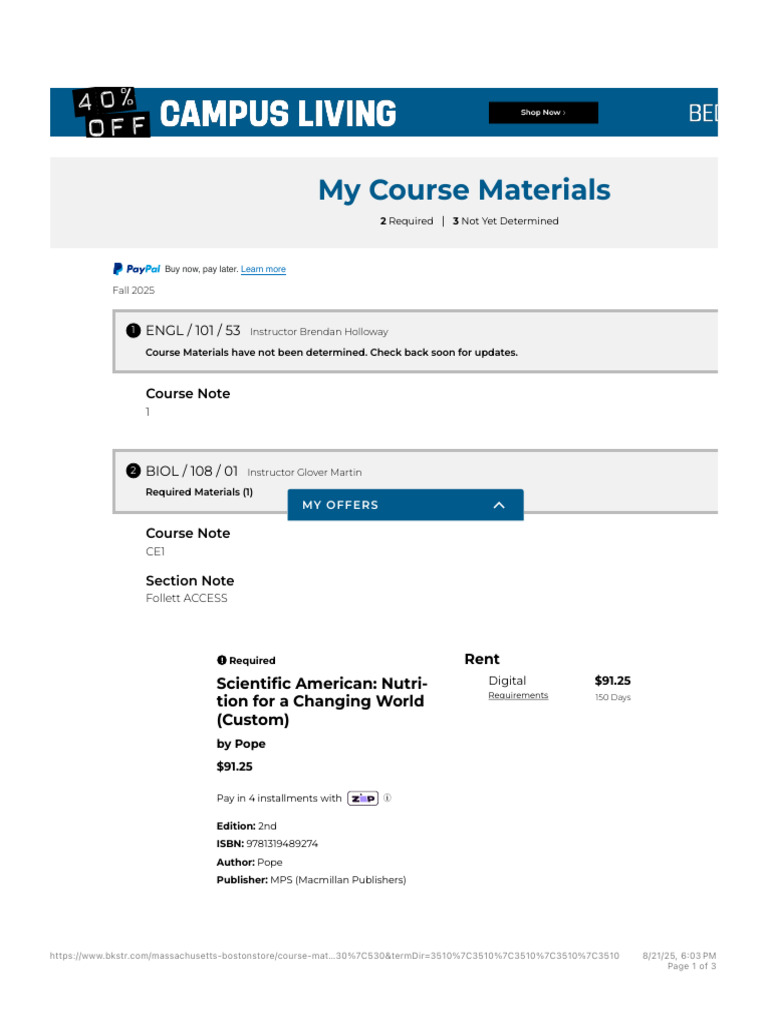 Fall 2025 Course Materials Overview | PDF