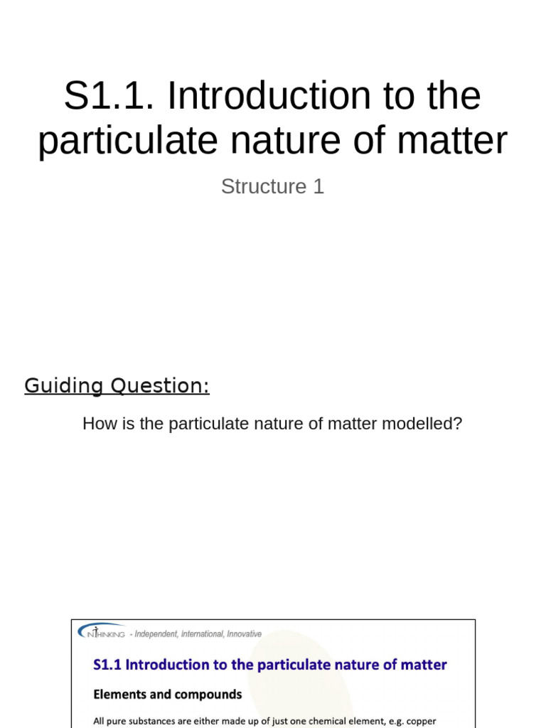 S1.1. Introduction To The Particulate Nature of Matter | PDF