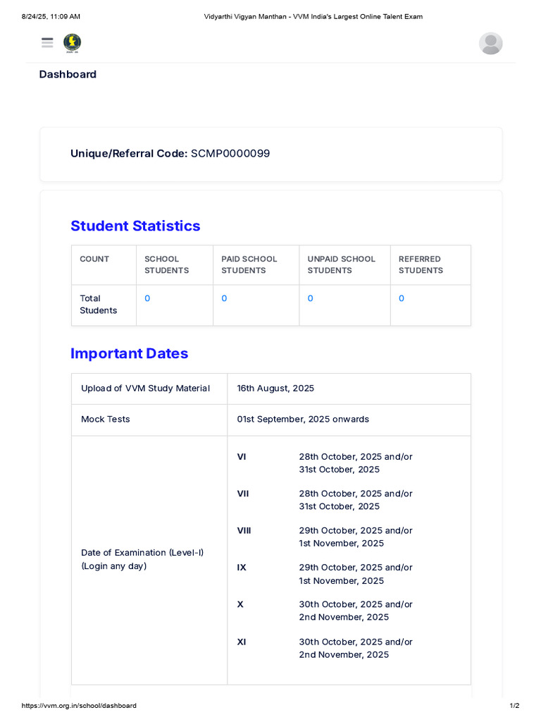 VVM Exam Schedule and Results 2025 | PDF