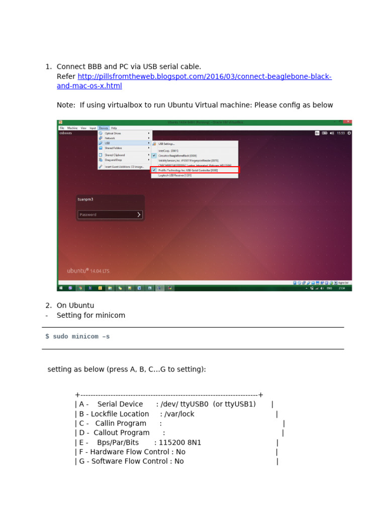 Configuring Minicom for BBB Connection | PDF