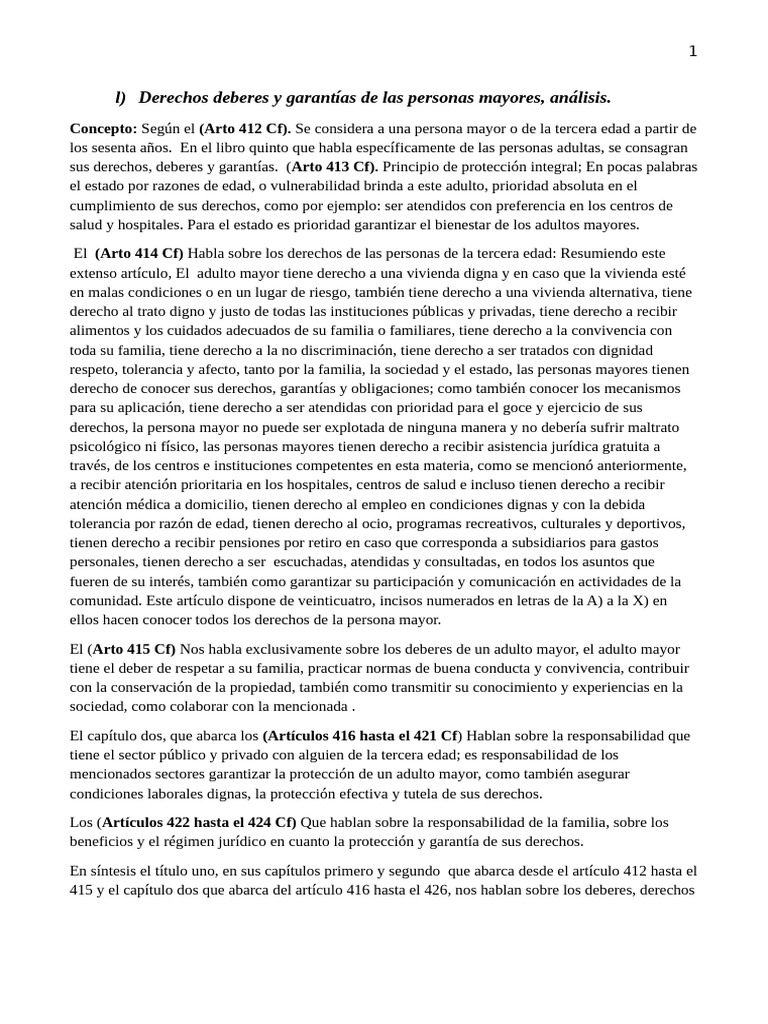 Derechos y Deberes de Personas Mayores | PDF | Vejez | Familia