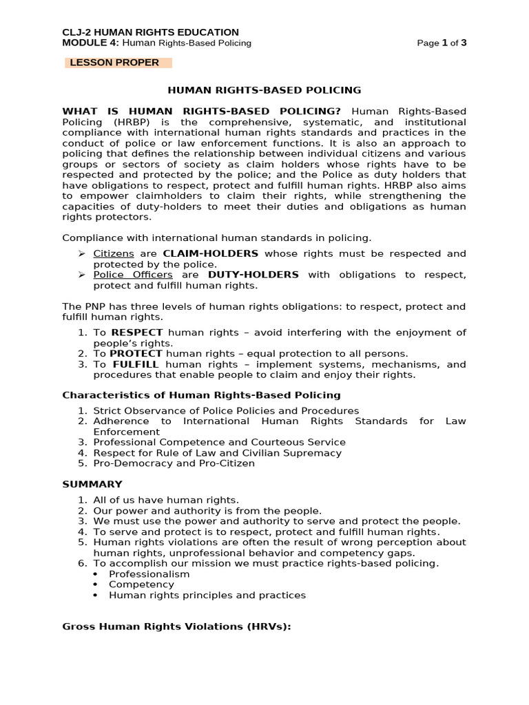 Human Rights-Based Policing Overview | PDF | Torture | Justice