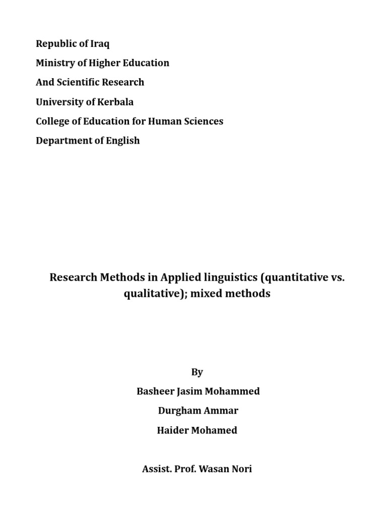 Research Methods in Applied Linguistics | PDF | Qualitative Research ...