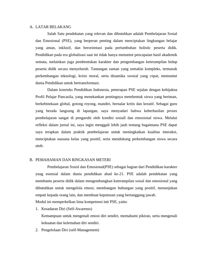 Refleksi Penerapan PSE dalam Pembelajaran | PDF