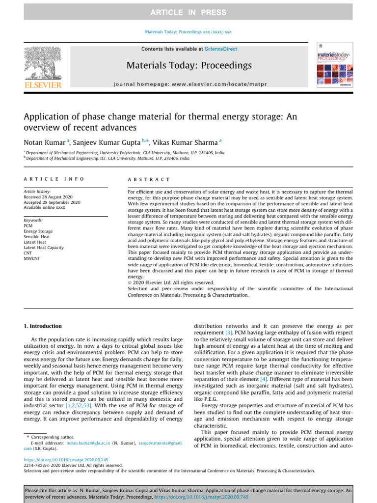 Advances in Phase Change Materials for Energy Storage | PDF | Heat ...