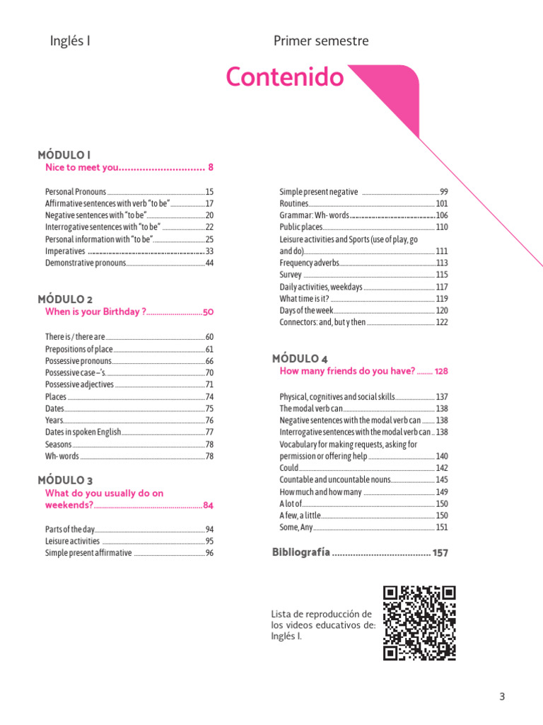 English I Course: Modules Overview | PDF | Verb | Pronoun