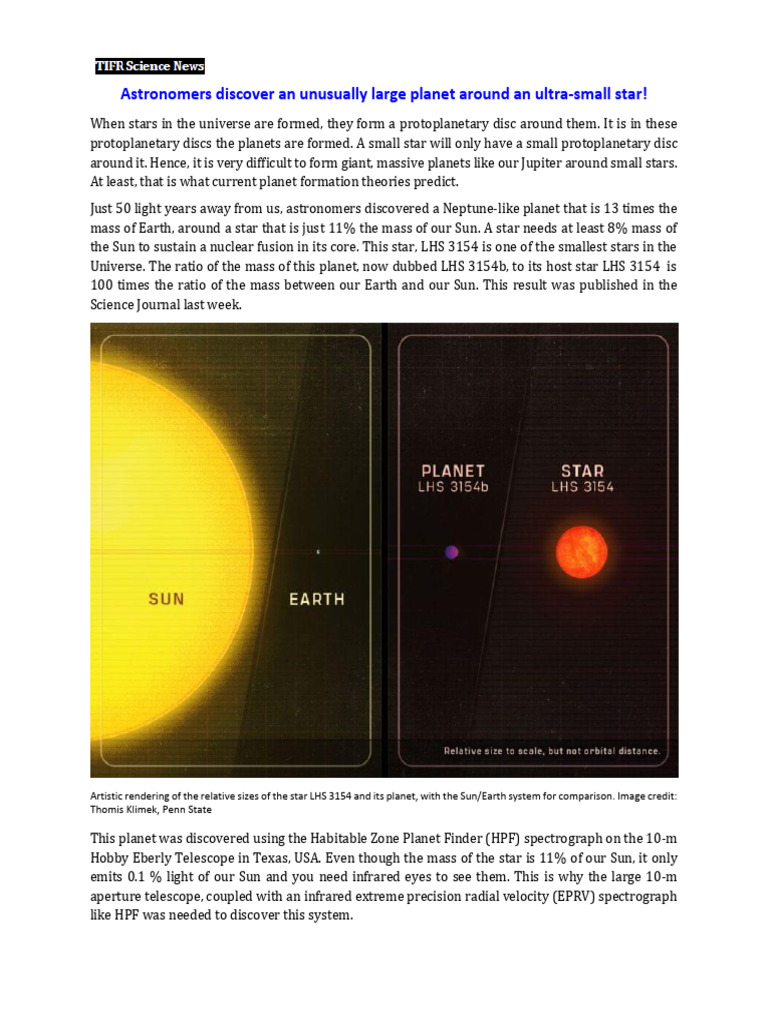 Giant Planet Discovered Around Small Star | PDF | Stars | Planets