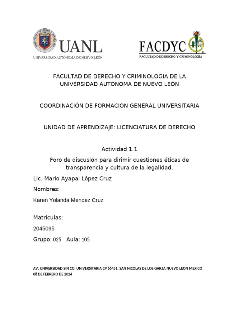 Act. 1.1 Foro de Discusión para Dirimir Cuestiones Éticas de ...
