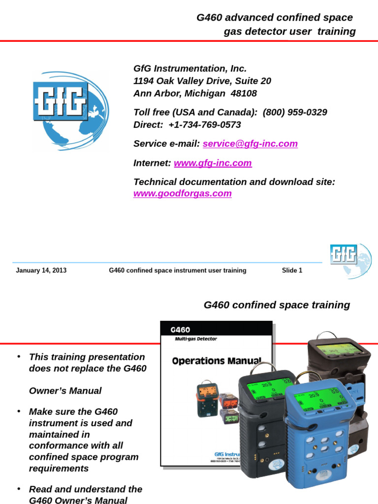 G460 Confined Space Training Guide | PDF | Gases | Chemistry