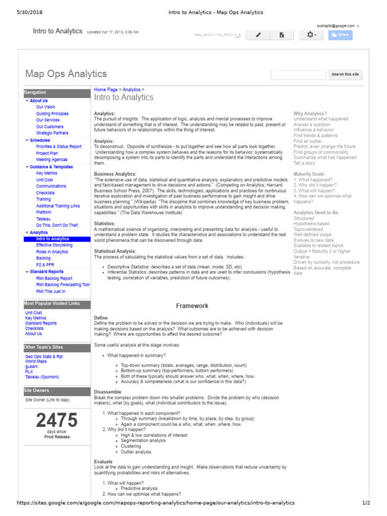 Intro To Analytics - Map Ops Analytics | PDF | Analytics | Statistics
