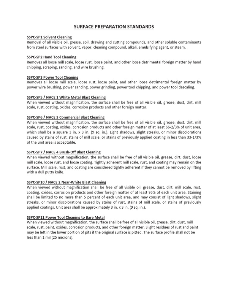 Sspc Specs Rust Corrosion