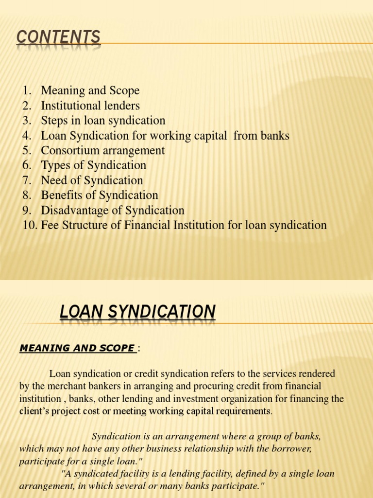 Loan Syndication Syndicated Loan Loans