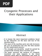 Cryogenic Processes and Their Applications