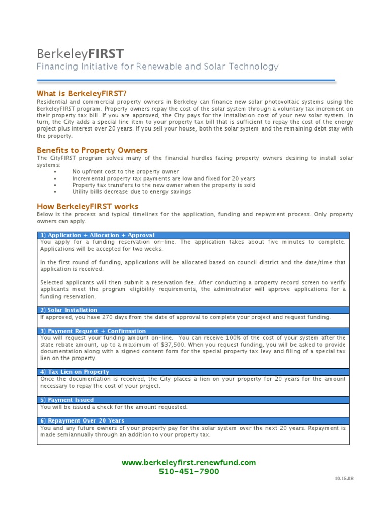 Berkeley Solar Financing Program | PDF | Taxes | Fee