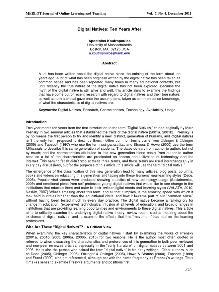 Examining Digital Natives' True Nature | PDF | Educational Technology ...