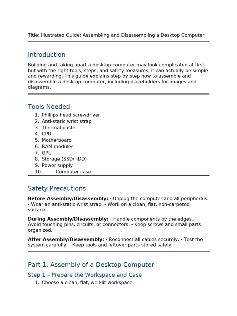 Step-by-Step PC Disassembly Guide | PDF | Personal Computers | Desktop ...