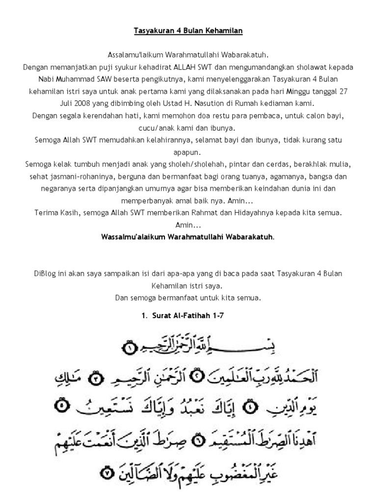 Doa 4 Bulanan Kehamilan - Kata Kata Cinta
