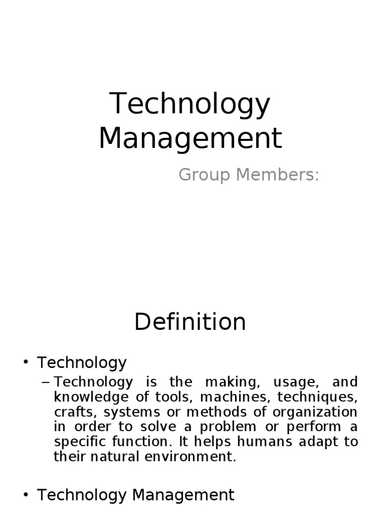Understanding Technology Management | PDF | Science And Technology ...