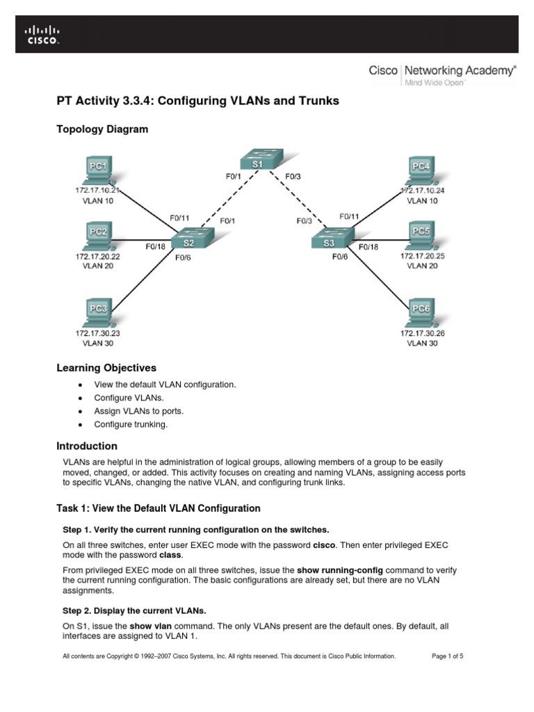 Configuring VLANs and Trunks in Cisco | PDF | Cisco Certifications ...