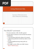 Using Advanced SQL: Department of Information Systems School of Information and Technology