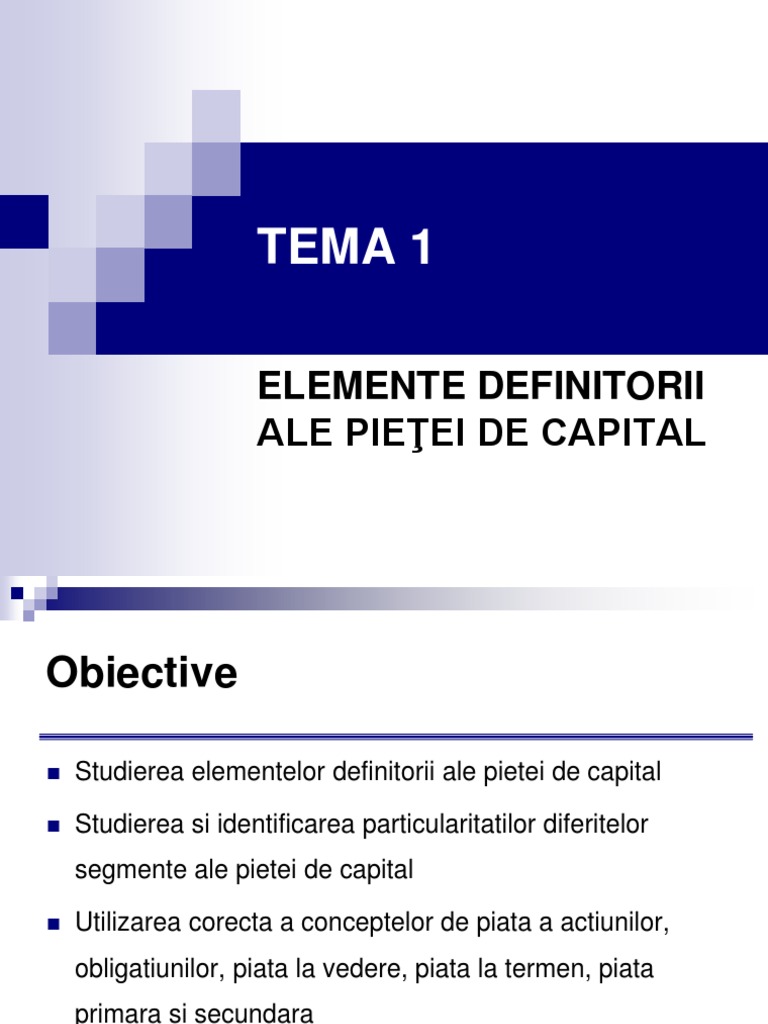 Elemente Definitorii Ale Pietei de Capital PDF
