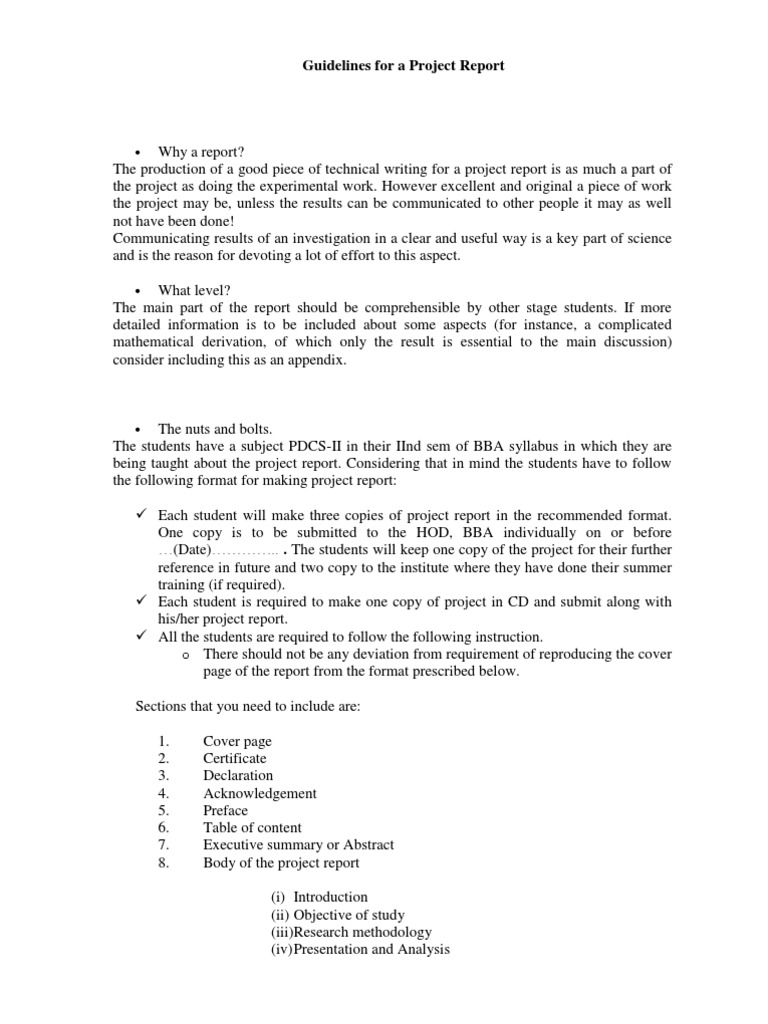 Guidelines For A Project Report | PDF | Rainbow