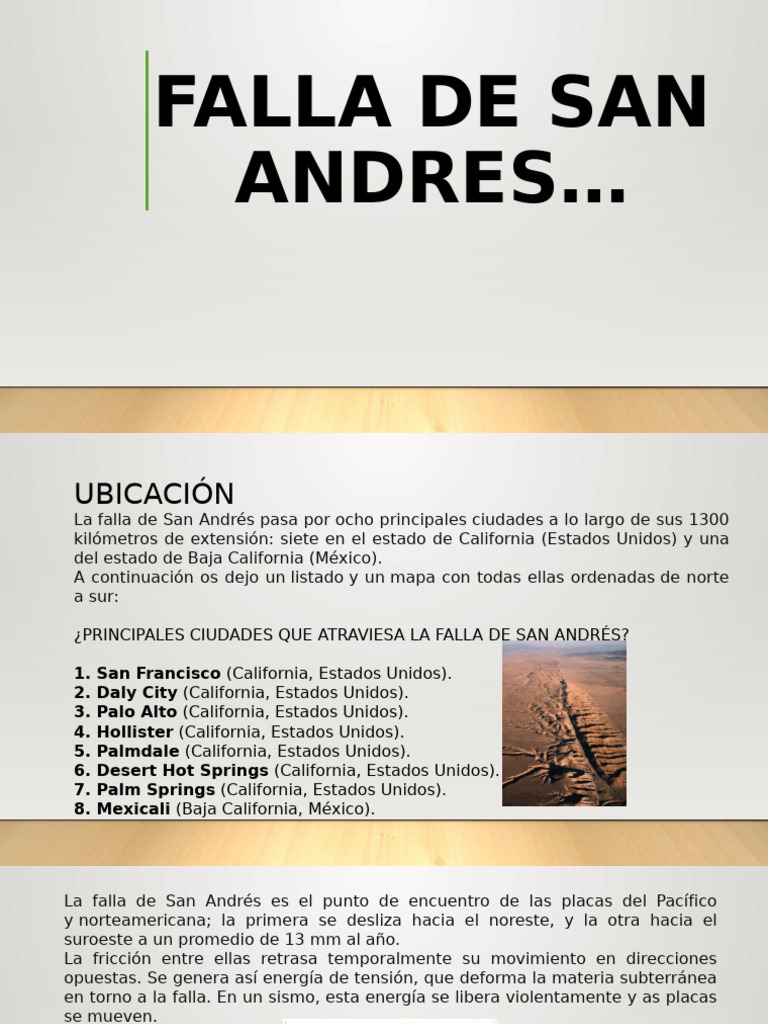 Ubicación y características de la falla de San Andrés | PDF | Falla ...