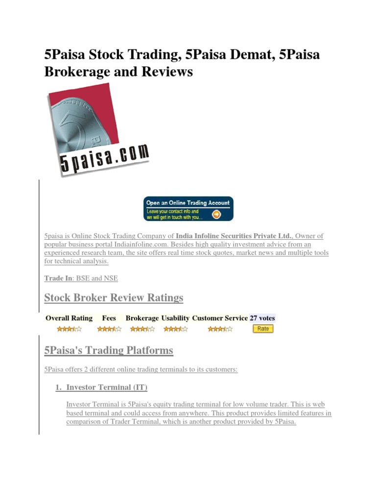 5Paisa Trading Account Overview | PDF | Stock Trader | Stocks