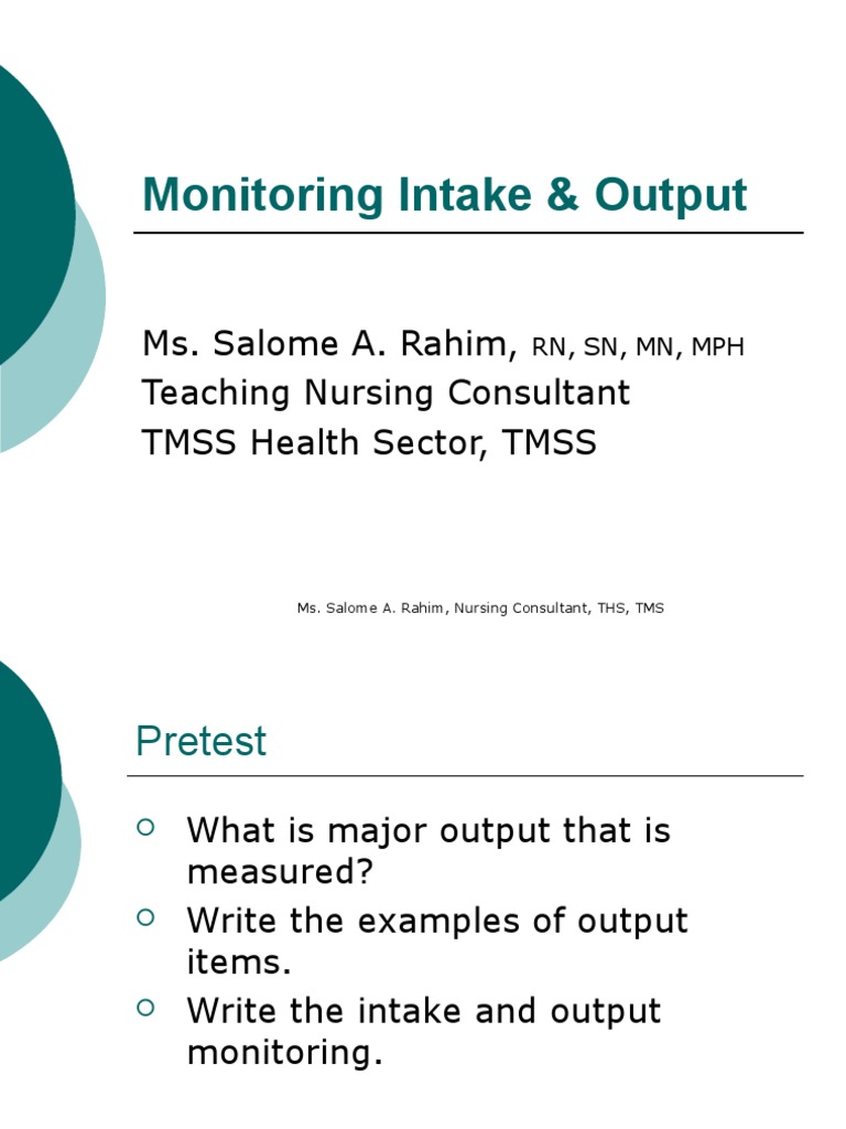 Monitoring Intake & Output Intravenous Therapy Health Sciences