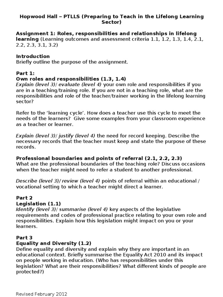 Level 3 award in education and training assignment 302 image