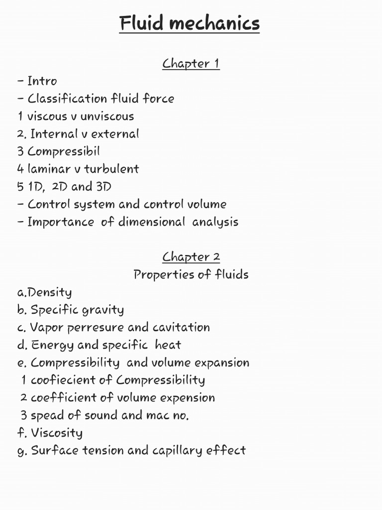 Fluid Mechanics Course Outline | PDF