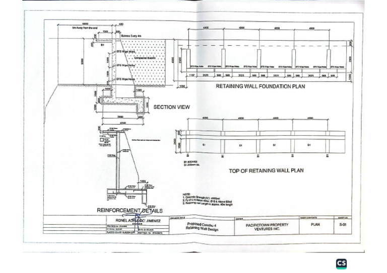 Retaining Wall Plan | PDF