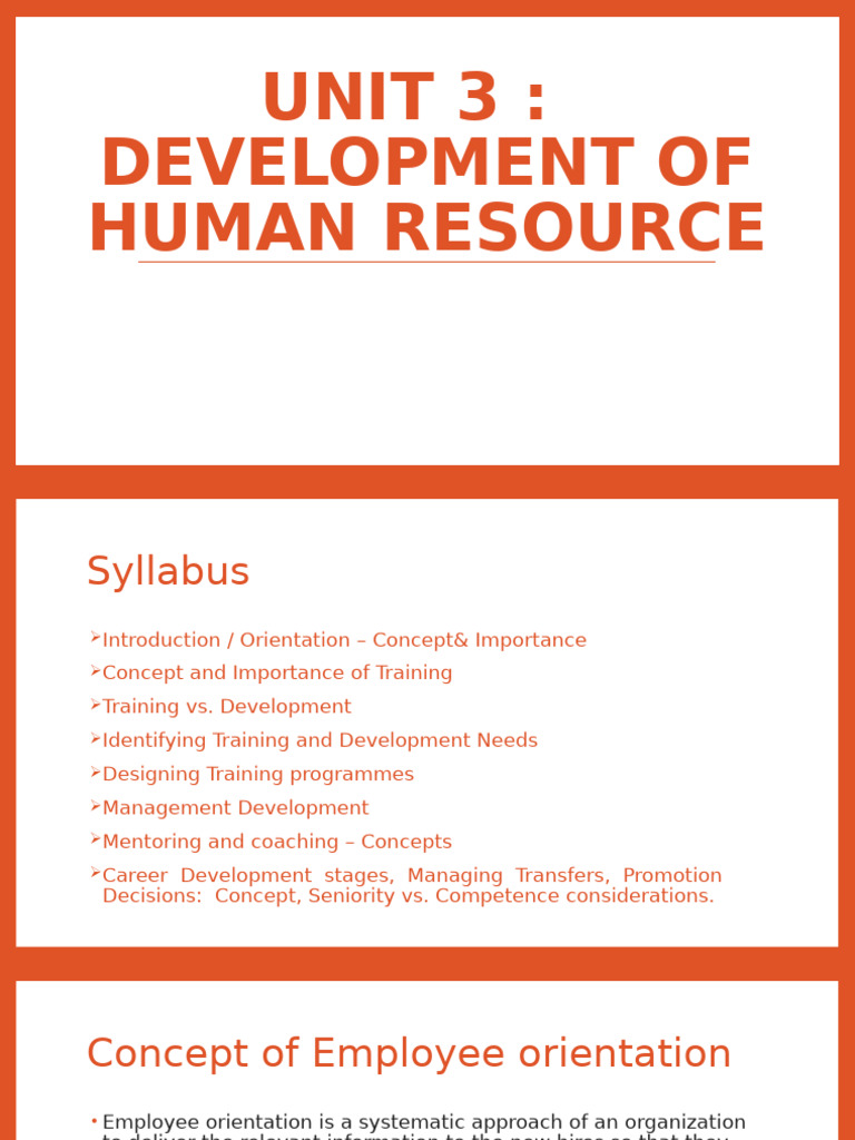 Unit 3 Development of HR 22 Aug | PDF | Mentorship | Educational Technology