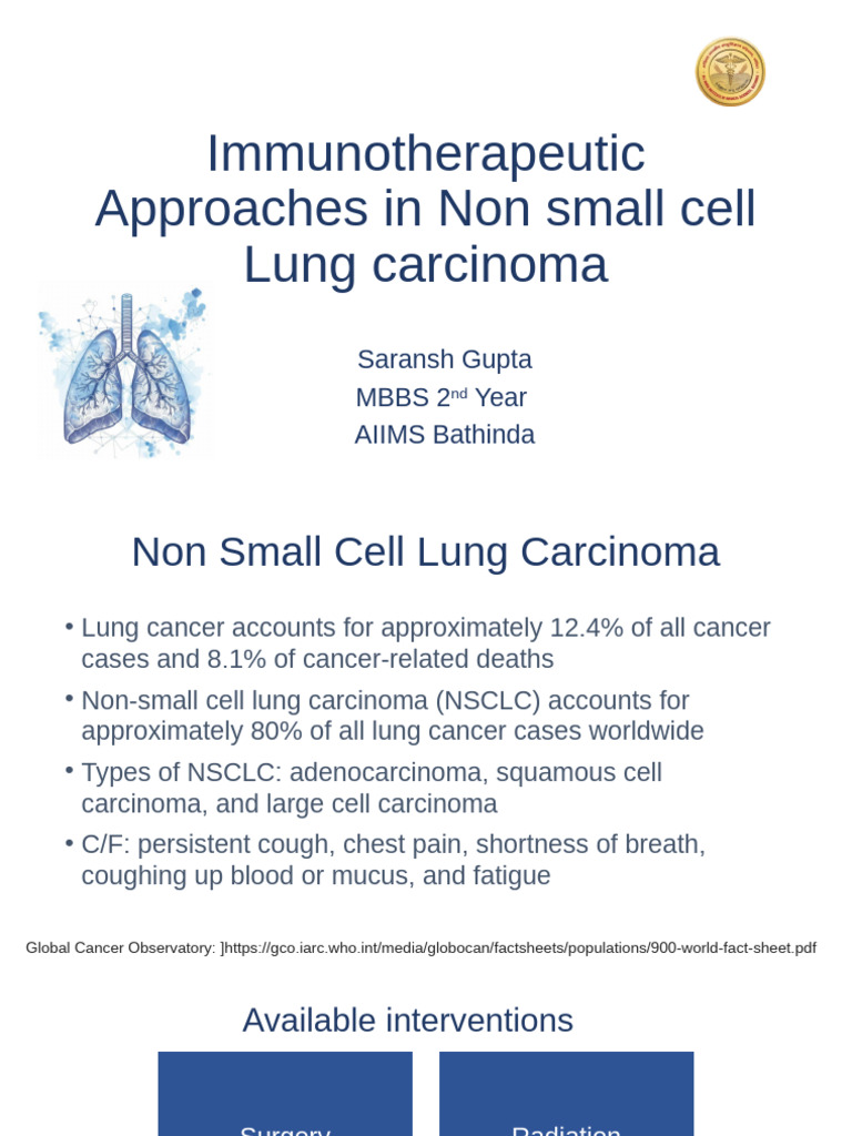 Immunotherapeutic Approaches in Non Small Cell Lung Carcinoma ...