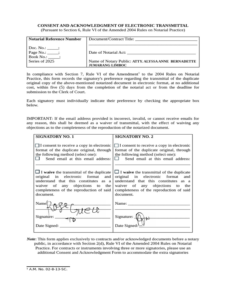 Electronic Transmittal Consent Form | PDF | Notary Public | Government