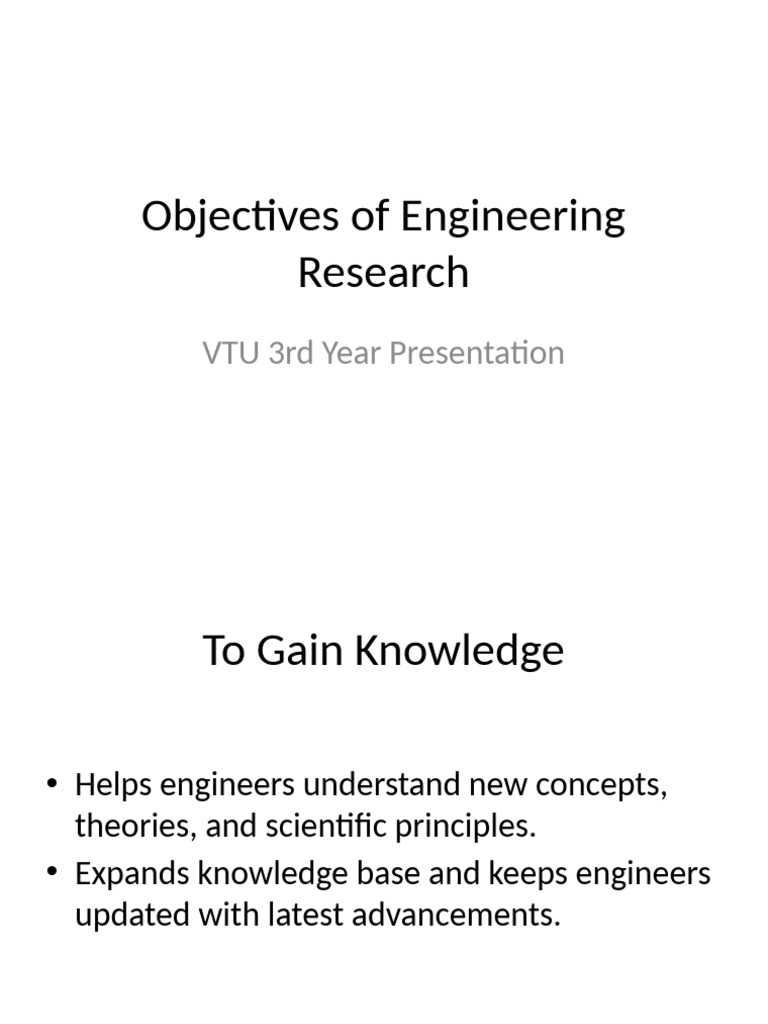 Aims and Objectives of Engineering Research | PDF