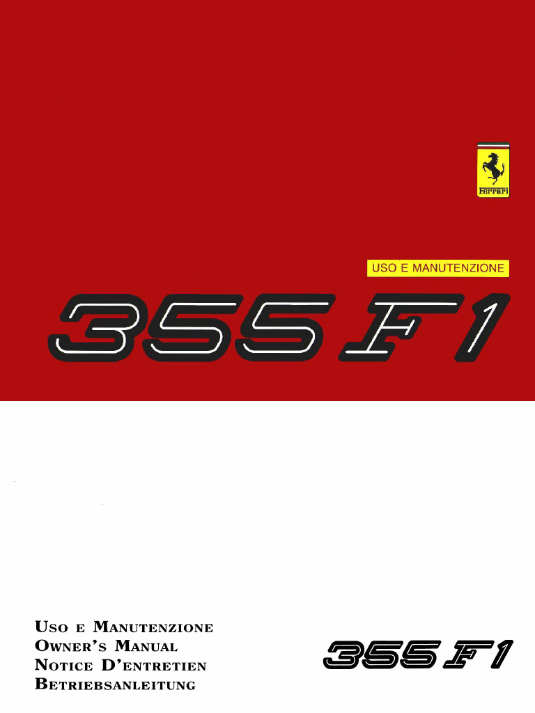 フェラーリ F355 オーナーズマニュアル 355 F1 Owners Manual 1 | PDF