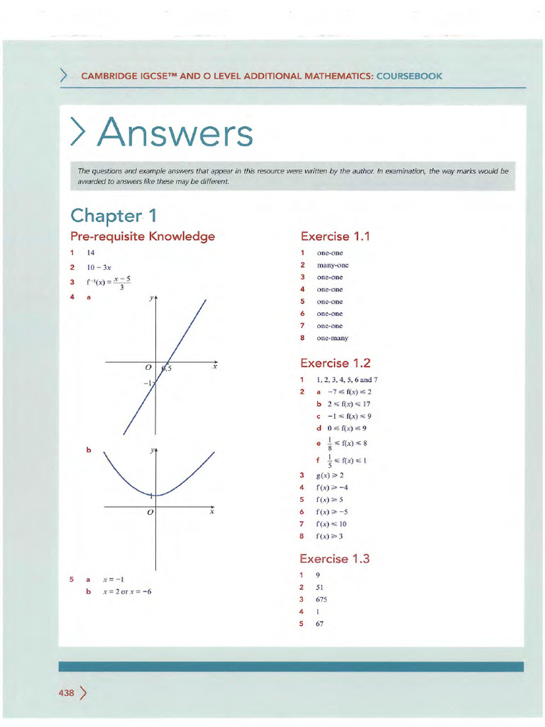 Cambridge IGCSE and O Level Additional Mathematics Coursebook, 3rd ...