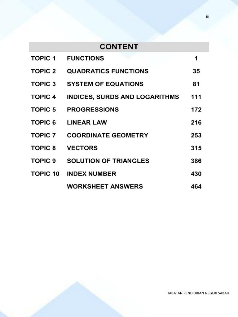 Modul Matematik Tambahan Form 4 BI VERSION | PDF