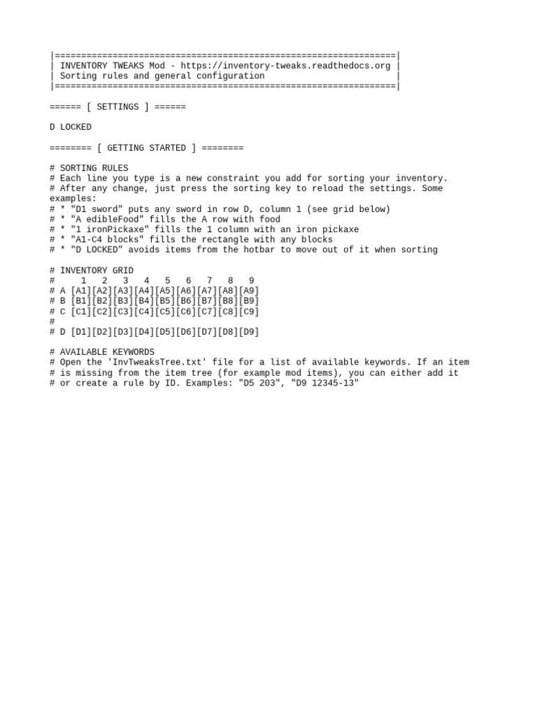 Inventory Tweaks Configuration Guide | PDF