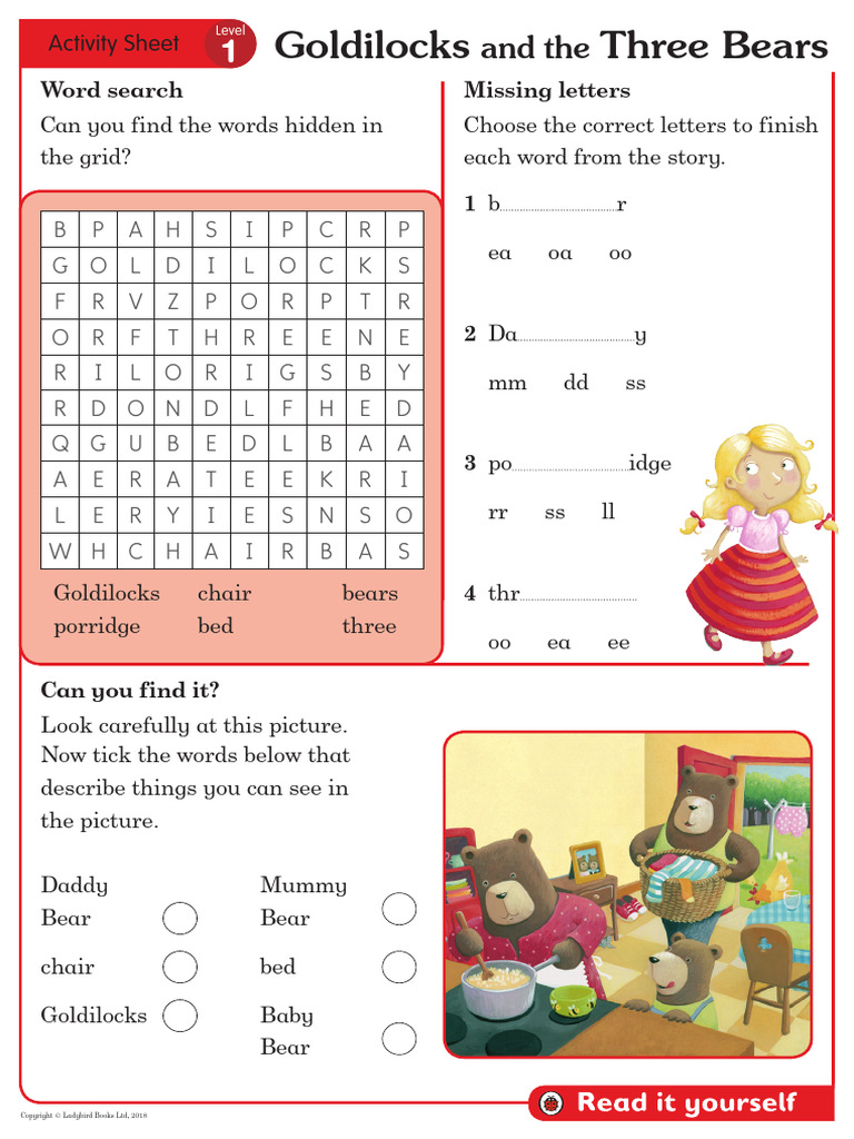 RIY L1 Goldilocks Activity Sheet | PDF