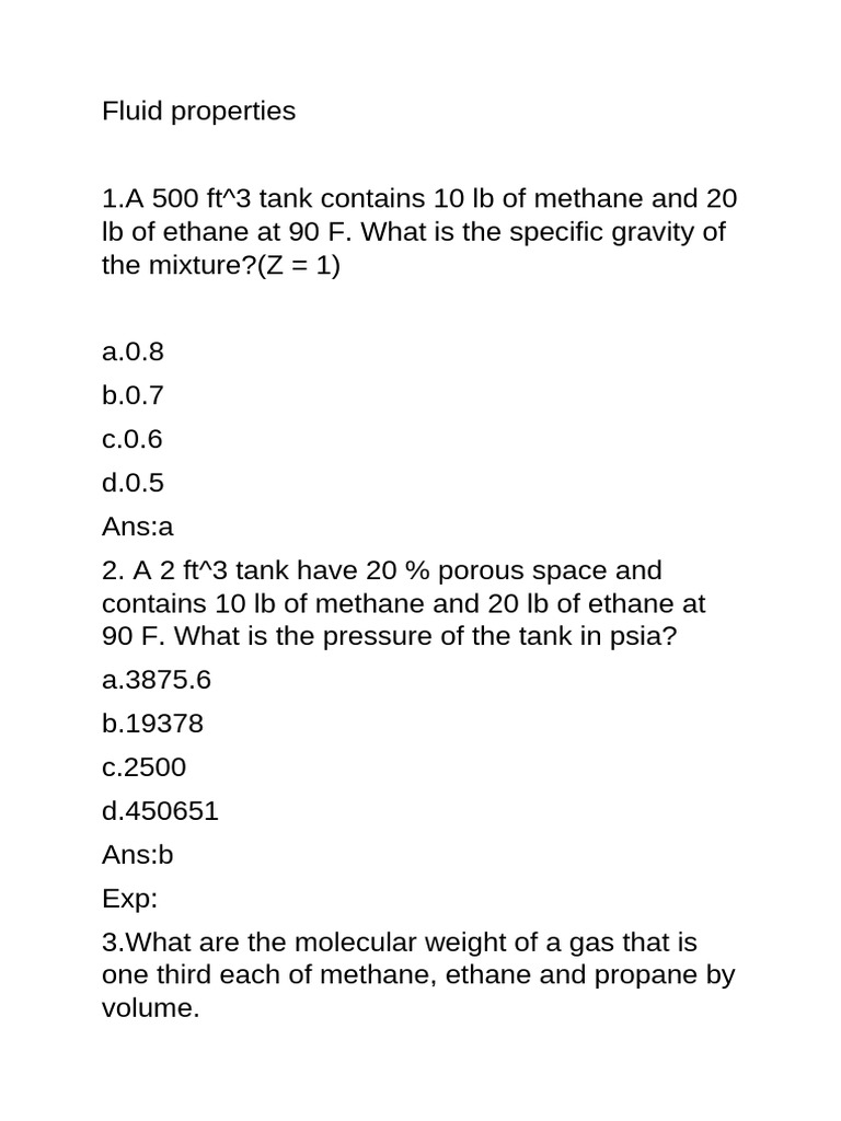 Fluid Properties and Calculations Guide | PDF | Porosity | Density