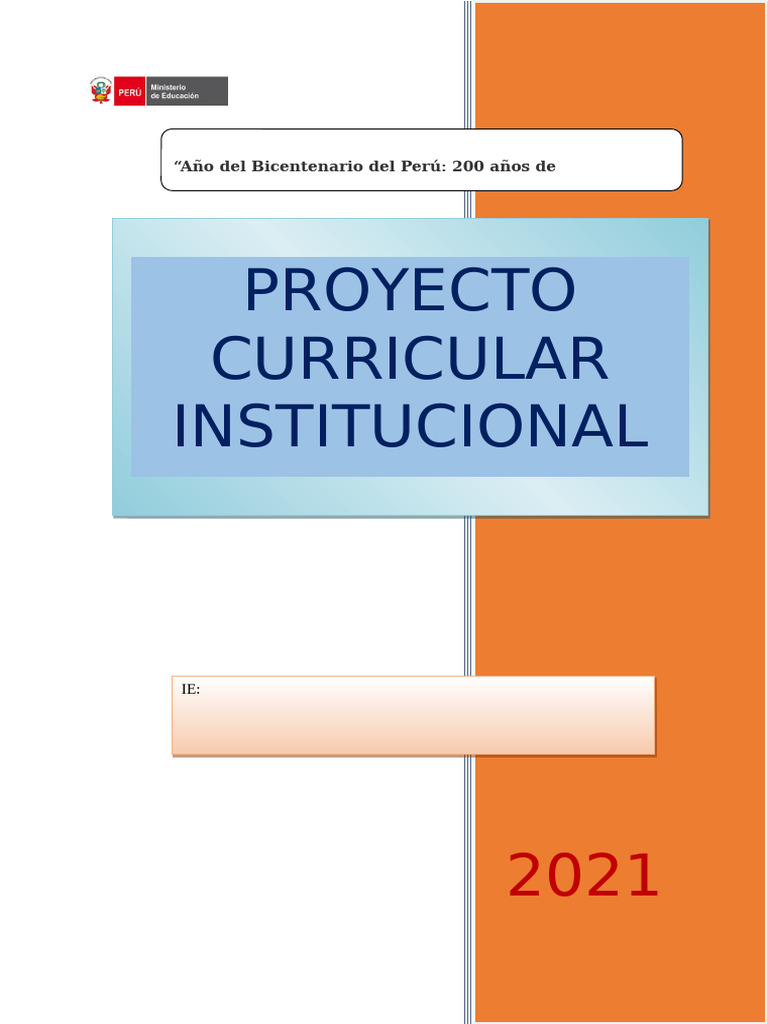Proyecto Curricular Institucional 2021 | PDF | Plan de estudios ...