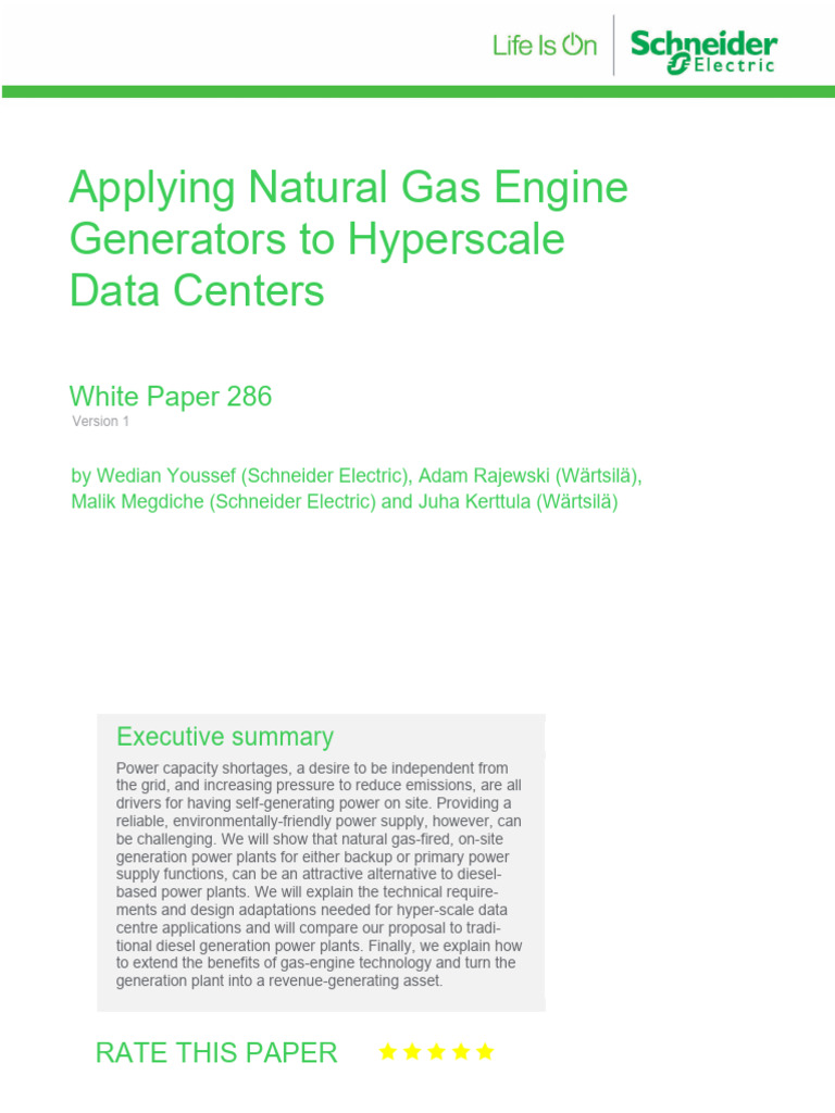 Natural Gas Generators for Data Centers | PDF | Engines | Diesel Engine